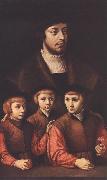 BRUYN, Barthel Portrait of a Man with Three Sons Spain oil painting reproduction